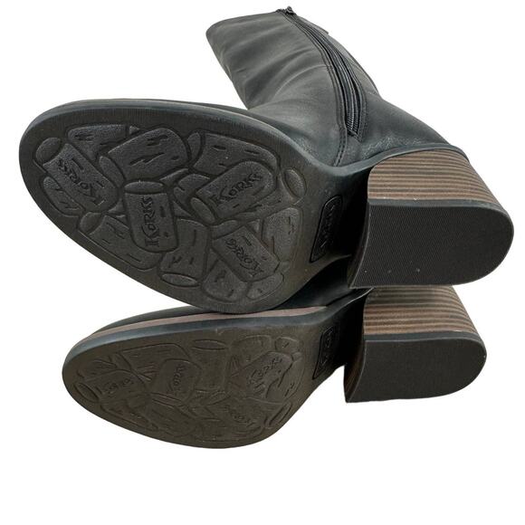 Korks NWOB Harley Tall Black Boot Size 6M Side Zip Pull Tab Tapered Stacked Heel - Picture 6 of 8